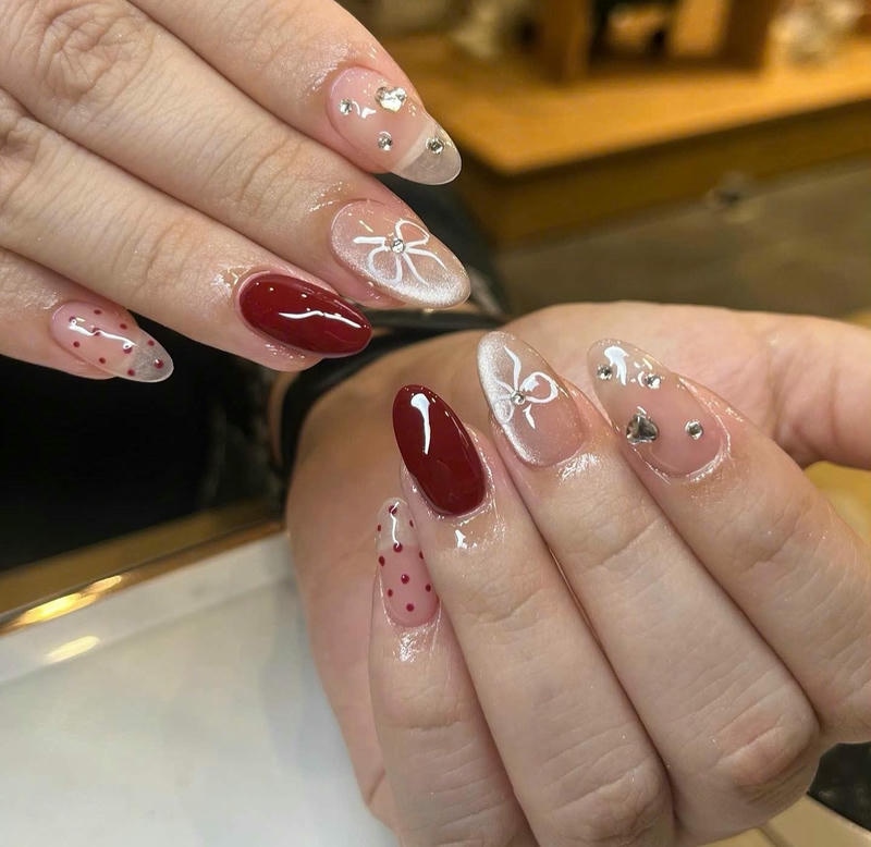 nail tết vẽ nơ