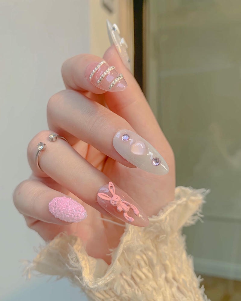 nail tiểu thư gắn thỏ cute