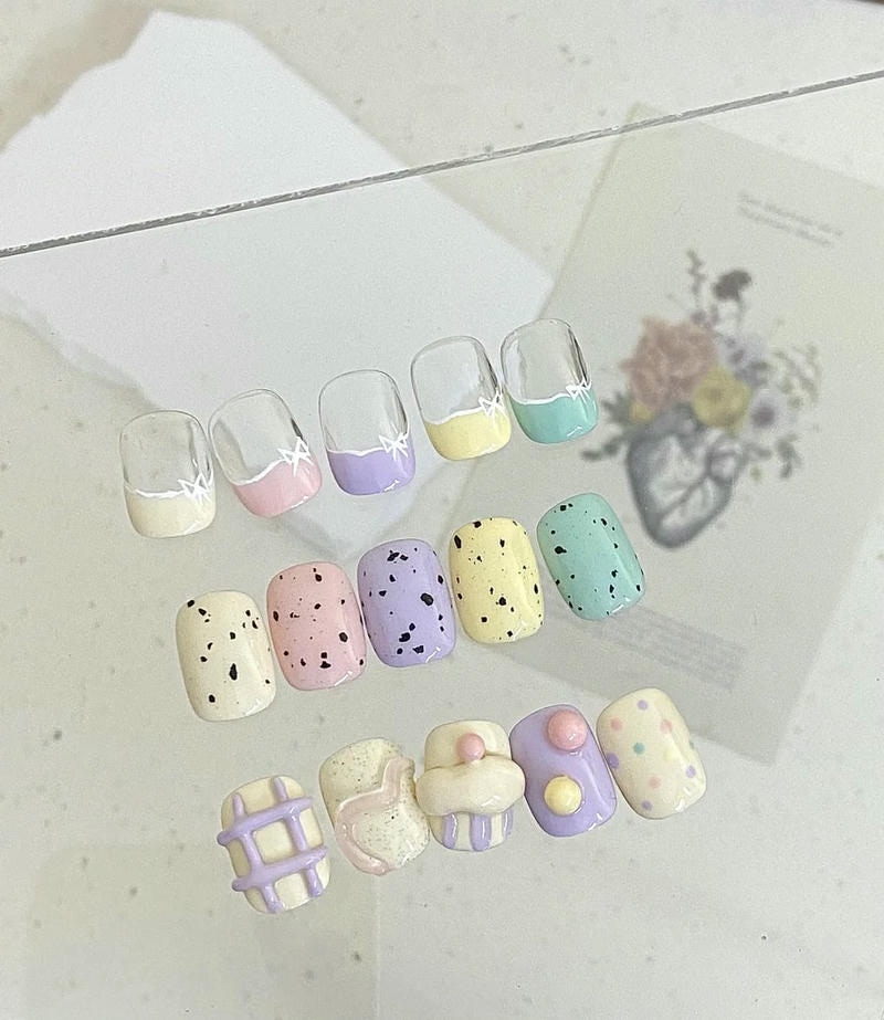 nail trứng cút đa sắc
