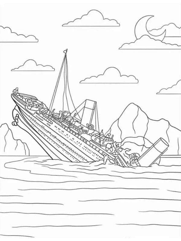 tô màu tàu titanic trên đại dương