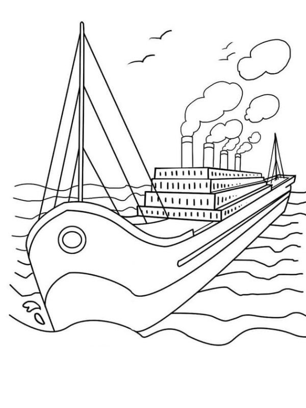 tô màu tàu titanic với những ống khói đặc trưng