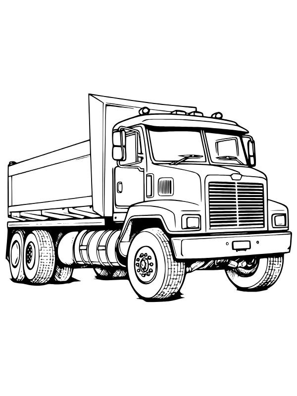 tô màu tranh vẽ xe container đang đỗ bãi xe