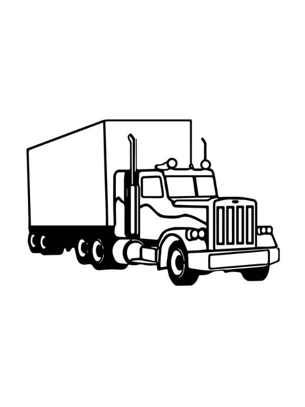 trang tô màu xe container đơn giản dễ tô