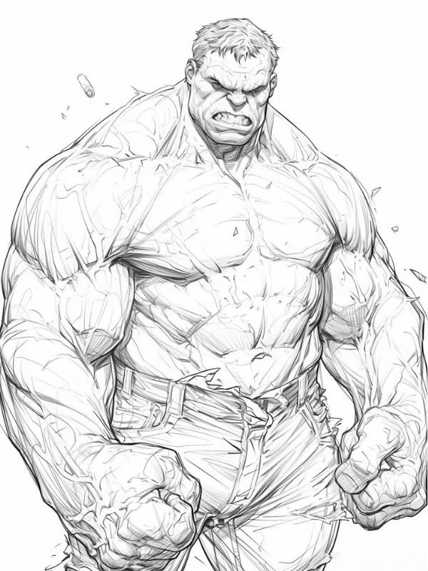 tranh đen trắng siêu nhân hulk để bé tô màu