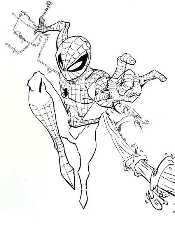 tranh đen trắng spider man để bé tô màu