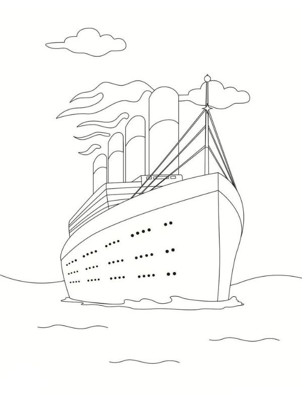 tranh đen trắng tàu titanic để bé tô màu
