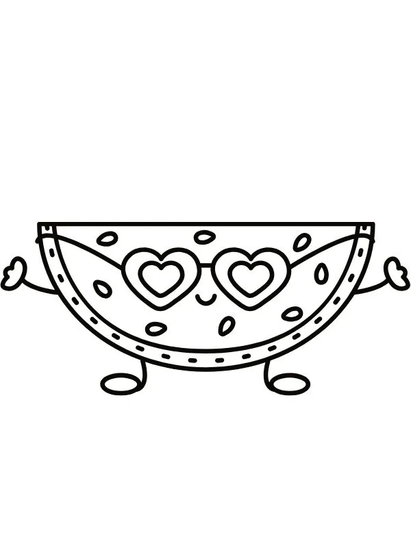 tranh tô màu quả dưa hấu chibi