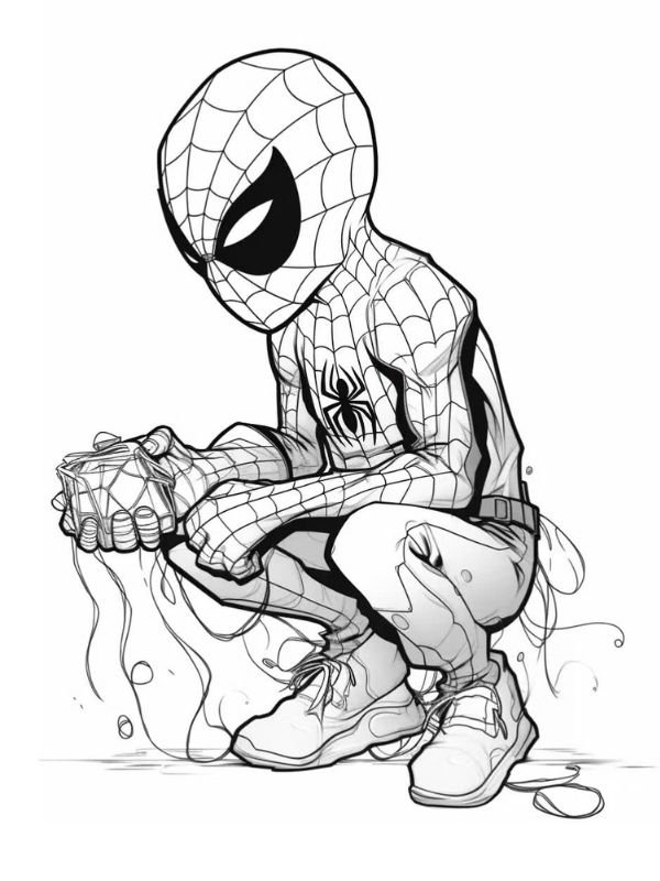 tranh tô màu spider man đơn giản đẹp