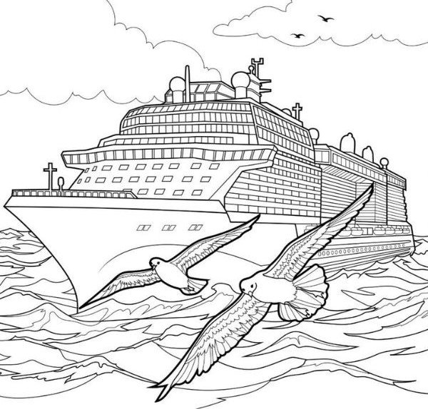 tranh tô màu tàu titanic đơn giản đẹp