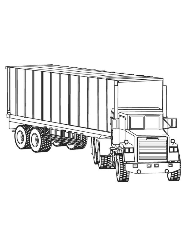 tranh tô màu xe container đơn giản đẹp