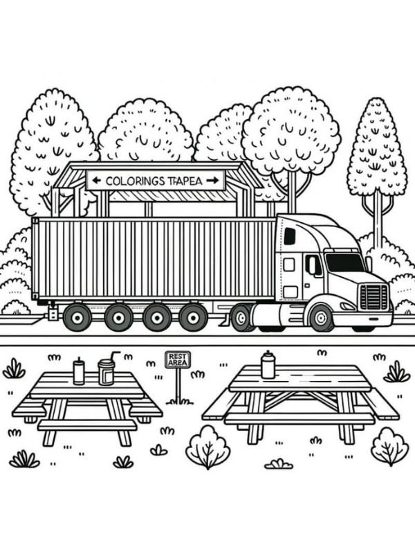 tranh tô màu xe container vận chuyển hàng hóa