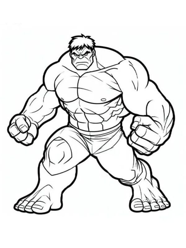 tranh vẽ siêu nhân hulk đen trắng để tô màu