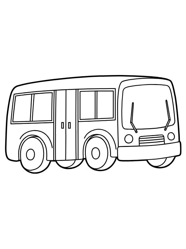 tranh vẽ xe buýt chưa tô màu